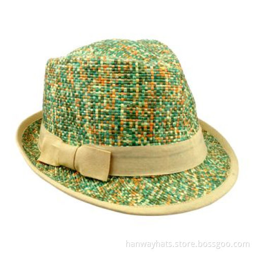 Multicolor Mini Straw Hat with Grosgrain Band and Binding